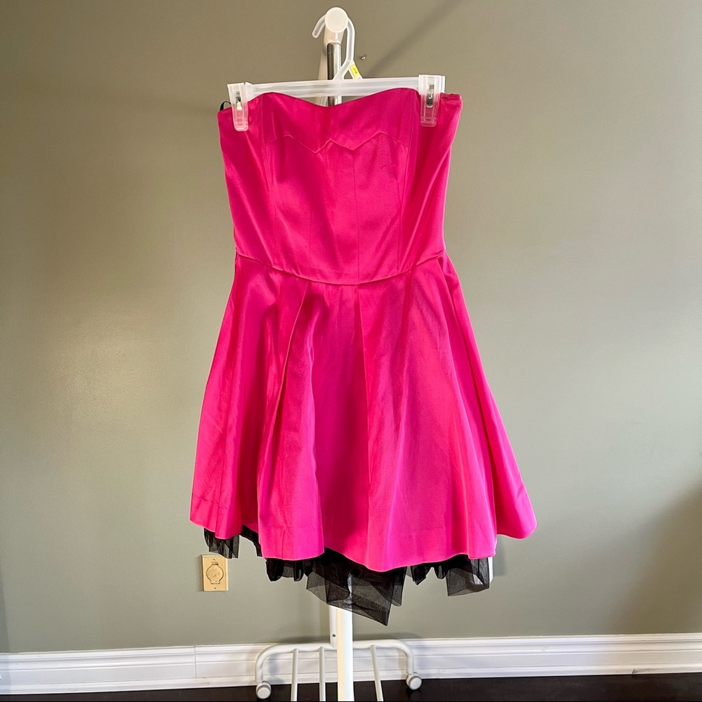 Hot pink strapless dress